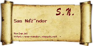 Sas Nándor névjegykártya