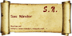 Sas Nándor névjegykártya